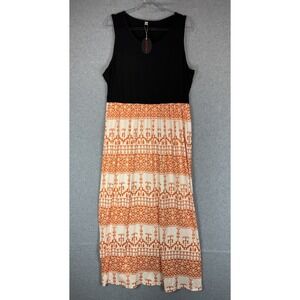 Bluetime Dress Womens 2XL Boho Sleeveless Maxi‎ Tank Geometric Pattern